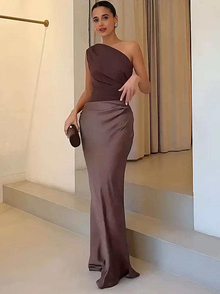 luna satin maxi dress Orange Combo Luna Lace Satin Maxi Dress Small
